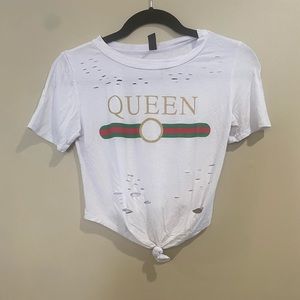 white knotted t-shirt